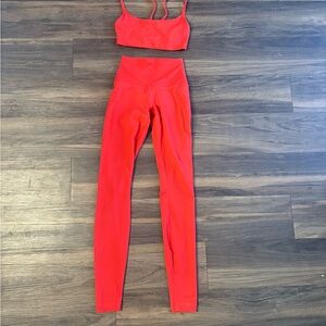 lululemon athletica Bright Red High-Waist Leggings with Matching Sports Bra